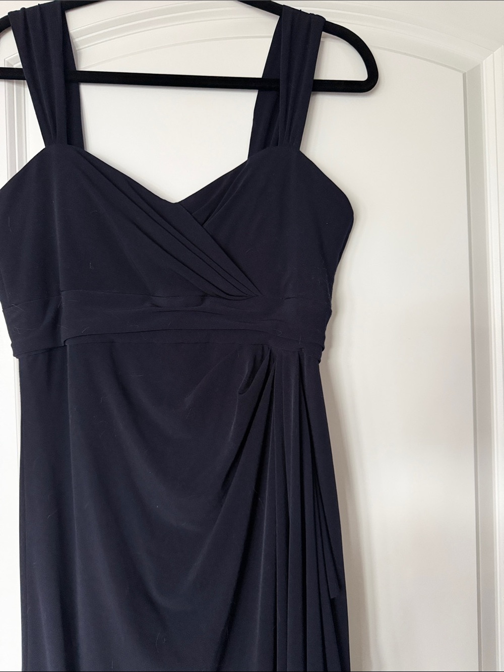 Amsale Navy Sleeveless Maxi Gown with Draped Side - Picture 2 of 6